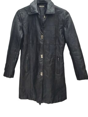 Brandon Thomas Quilted Leather Jacket Womens Small Twist Lock Black Winter
